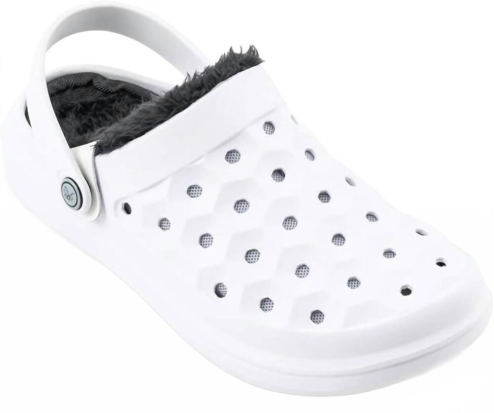 NEW JOYBEES unisex varsity lined clog in white charcoal